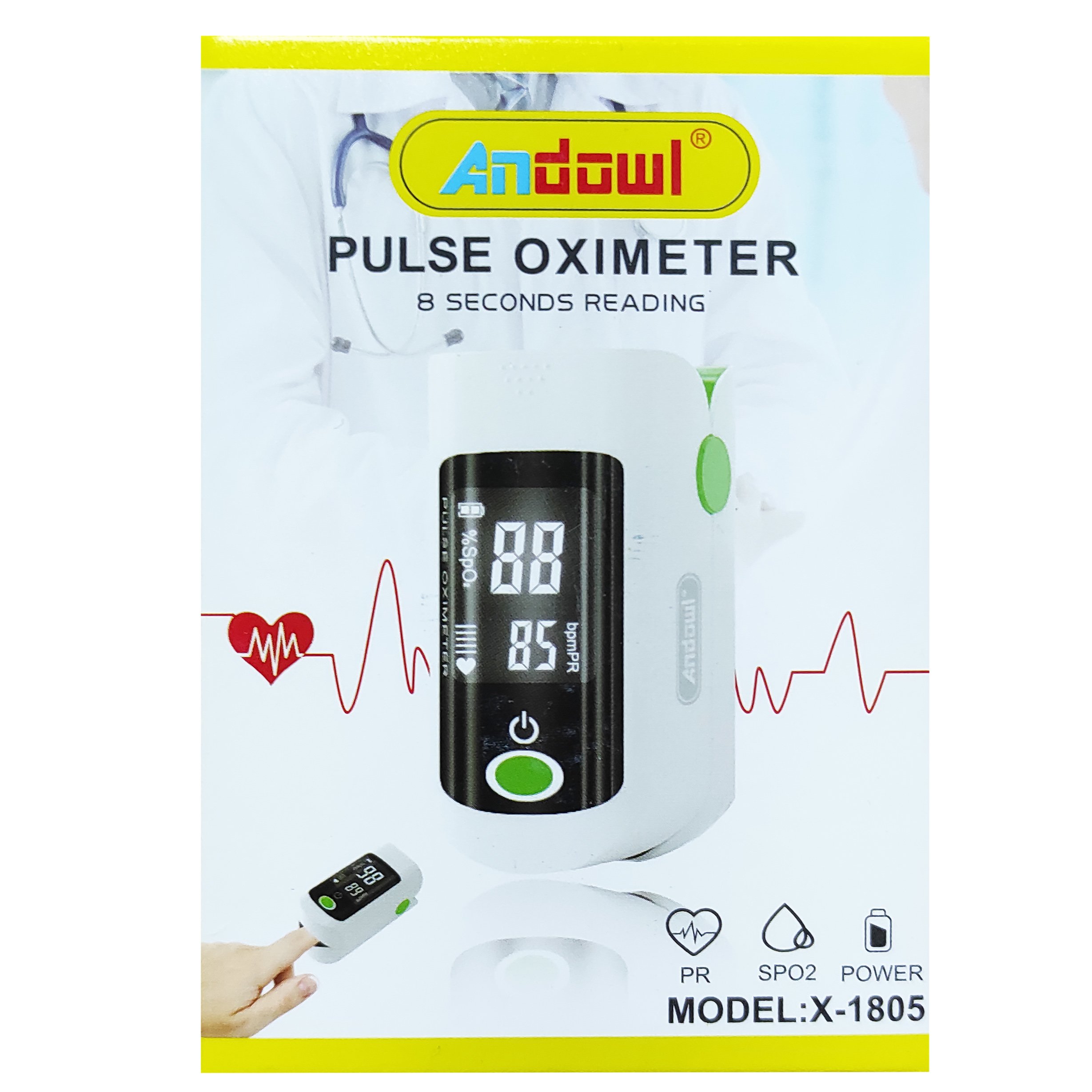 Andowl Pulse Oximeter X-1805 Παλμικό Οξύμετρο Δακτύλου 1 Τεμάχιο