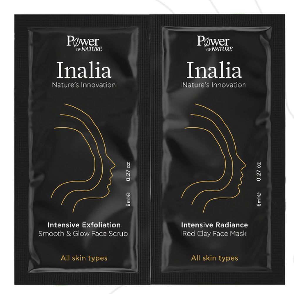 Inalia Intensive Exfoliation Smooth & Glow Face Scrub Κρέμα Απολέπισης Ιδανική για Θαμπή Επιδερμίδα 8ml & Intensive Radiance Red Clay Face Mask Μάσκα Προσώπου με Κόκκινη Άργιλο για Λάμψη 8ml