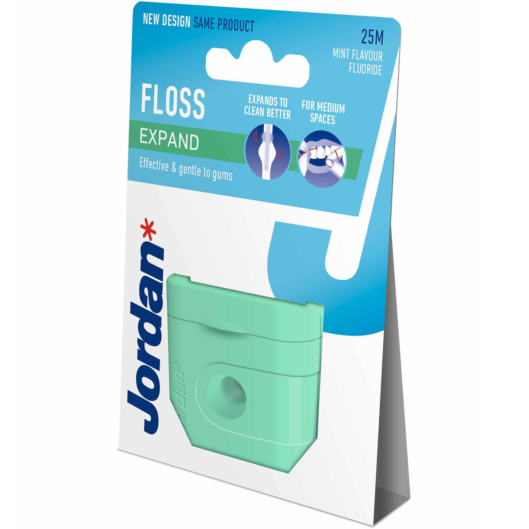 Jordan Floss Expand Mint Flavour & Fluoride Ευέλικτο Οδοντικό Νήμα για Άνετο Καθαρισμό με Γεύση Μέντας 25m