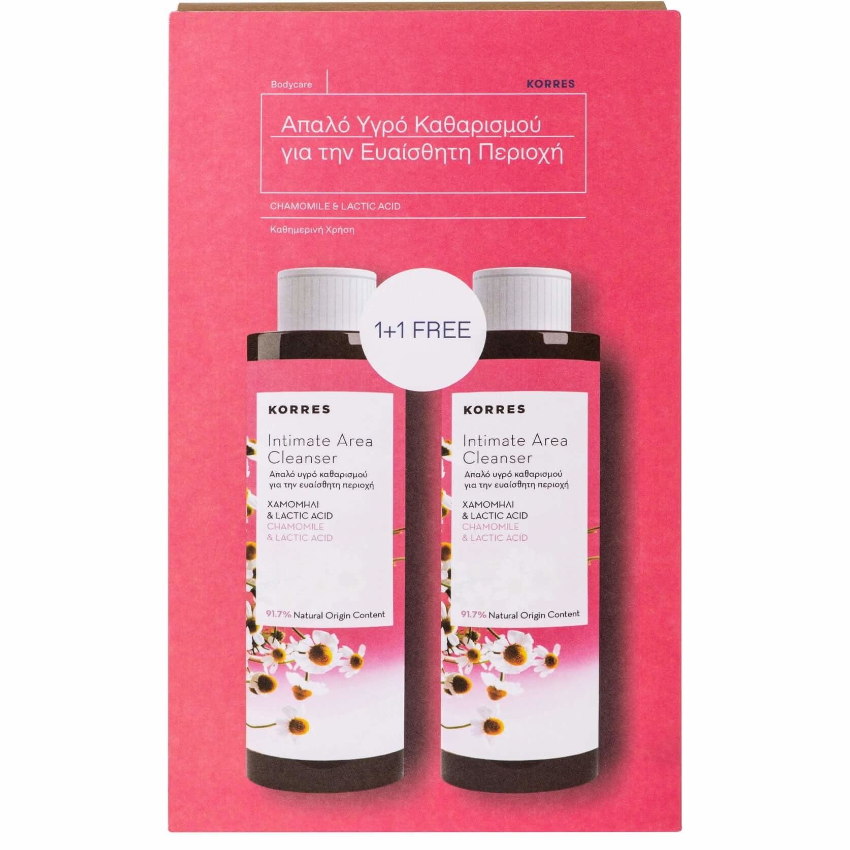 Korres Korres Πακέτο Προσφοράς Intimate Area Cleanser Με Χαμομήλι & Lactic Acid για την Ευαίσθητη Περιοχή 1+1 Δώρο 2x250ml