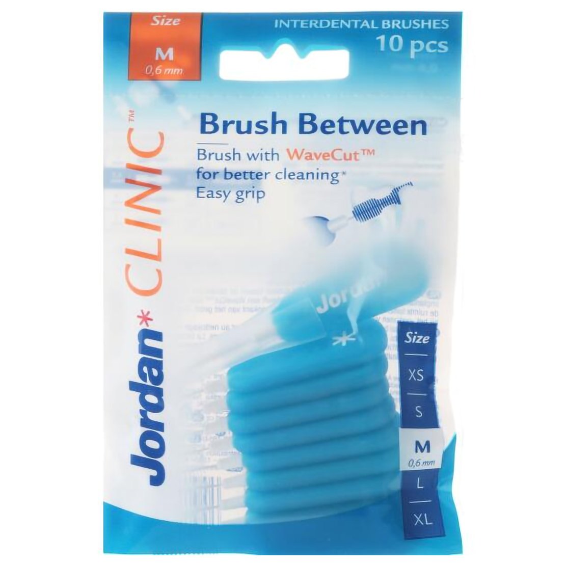 Jordan Clinic Brush Between Interdental Brushes Μεσοδόντια Βουρτσάκια με Επαναχρησιμοποιούμενη Λαβή 10 Τεμάχια – Medium