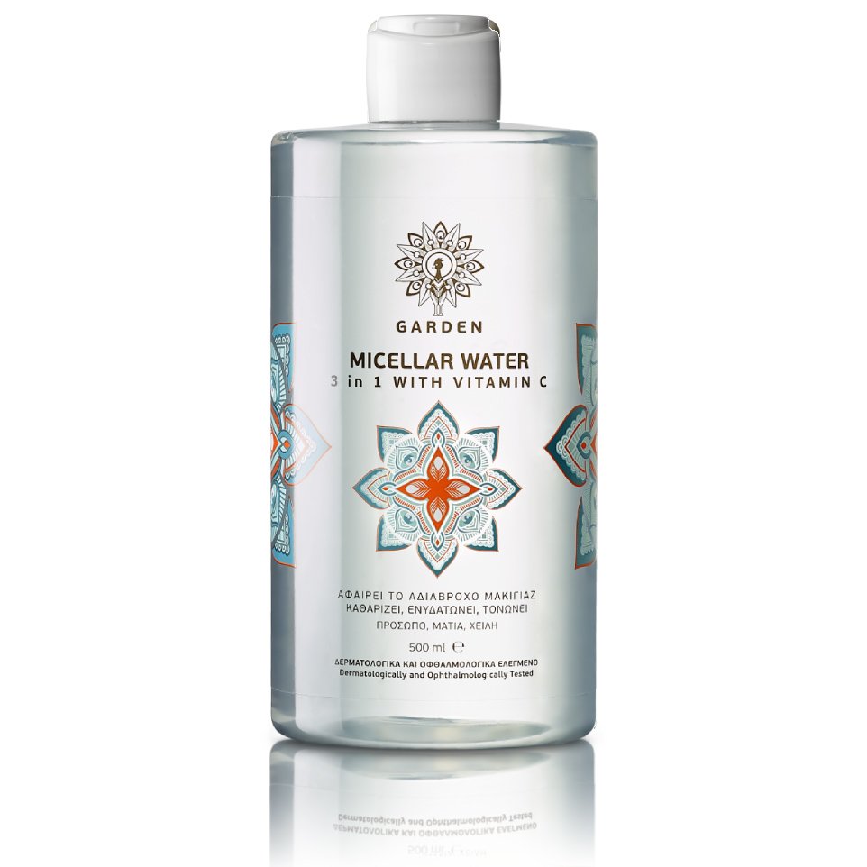 Garden Micellar Water 3 in 1 with Vitamin C Μικυλλιακό Νερό Καθαρισμού με Βιταμίνη C για Αδιάβροχο Μακιγιάζ 500ml