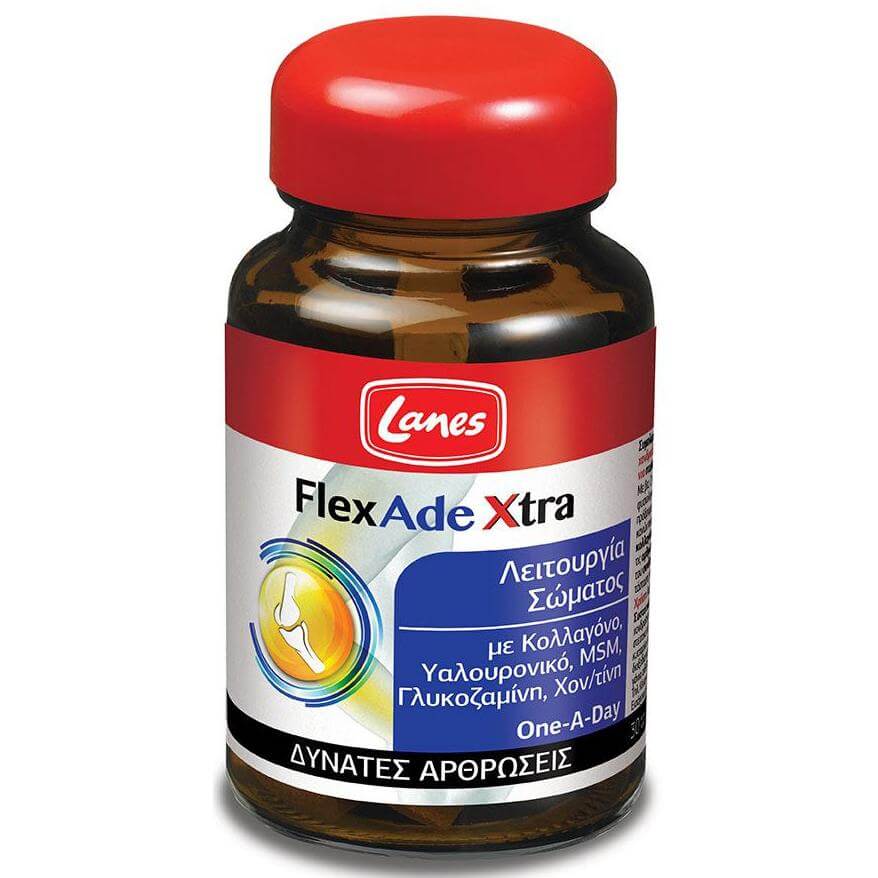 Lanes FlexAde Xtra Ισχυρή Φόρμουλα για Γερές & Δυνατές Αρθρώσεις Συμβάλλει στη Μείωση της Φλεγμονής & του Πόνου 30 tabs