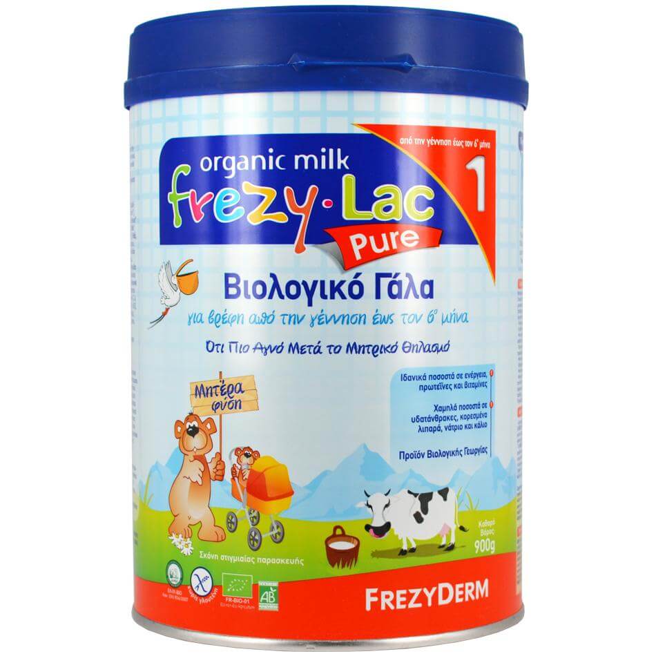 Frezyderm Frezylac Pure 1 Αγνό Βιολογικό Γάλα Κατάλληλο για την Διατροφή του Βρέφους απο την Γέννηση έως τον 6ο Μήνα 900gr