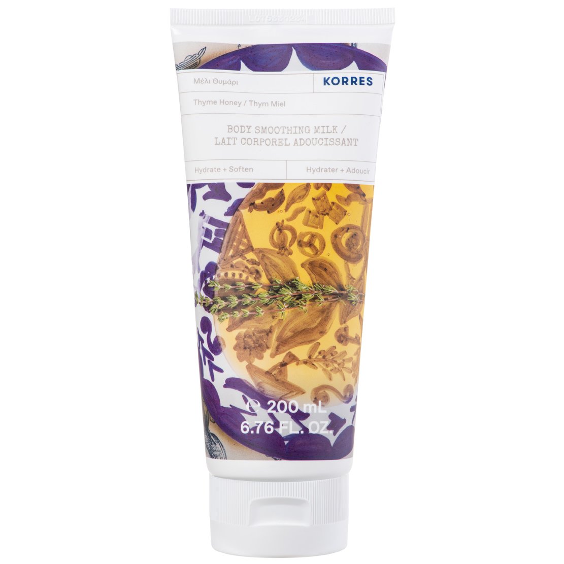 Korres Thyme Honey Body Smoothing Milk Hydrate & Soften Ενυδατικό, Θρεπτικό Γαλάκτωμα Σώματος με Μέλι & Θυμάρι, Κατάλληλο για Όλους τους Τύπους Επιδερμίδας 200ml