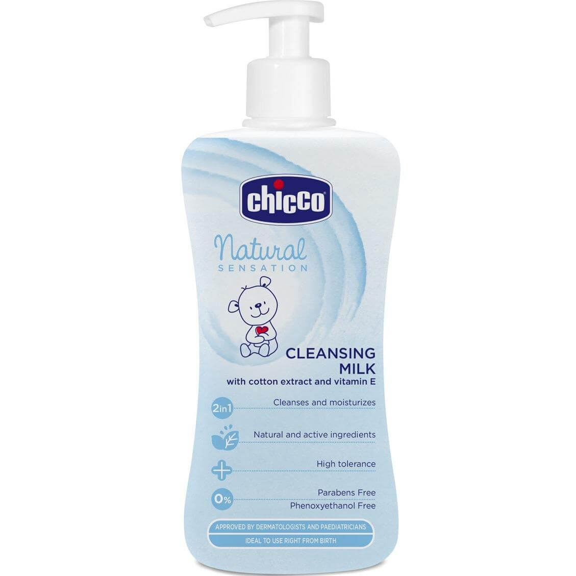 Chicco Natural Sensation Βρεφικό Γαλάκτωμα Καθαρισμού Σώματος με εκχύλισμα Βαμβακιού & Βιταμίνη Ε 300ml