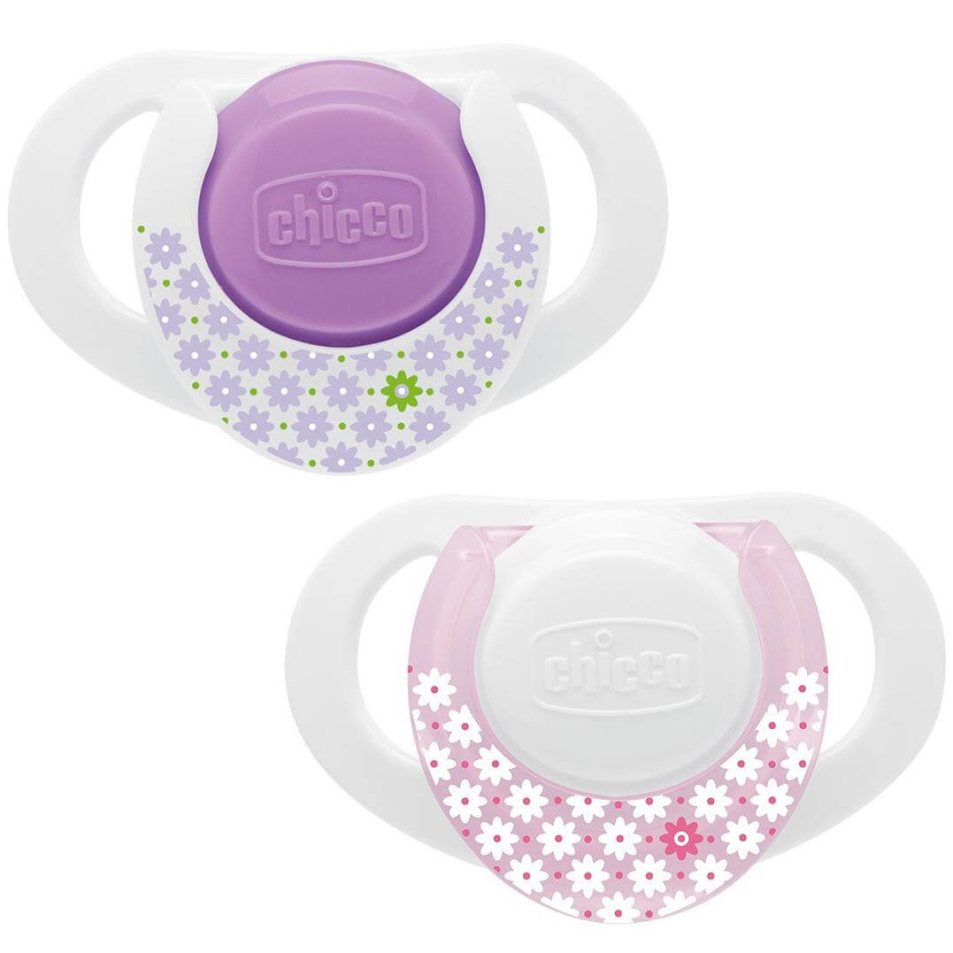 Chicco Πιπίλα Σιλικόνης με Κρίκο Physio Compact Ροζ 0-6m 2 Τεμάχια