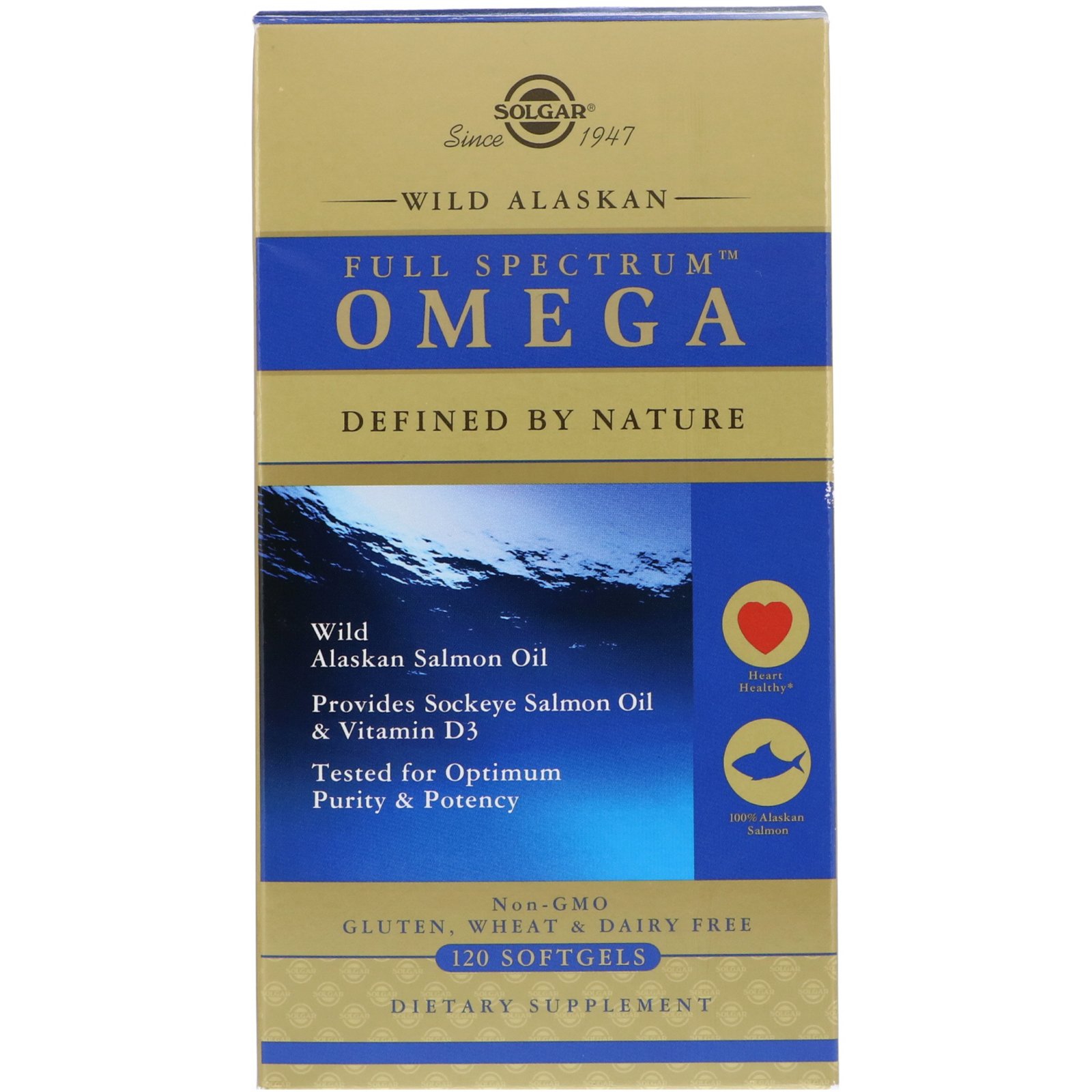 Solgar Wild Alaskan Full Spectrum Omega Συμπλήρωμα Διατροφής, Παρέχει Αντιφλεγμονώδη Δράση 120s.gels