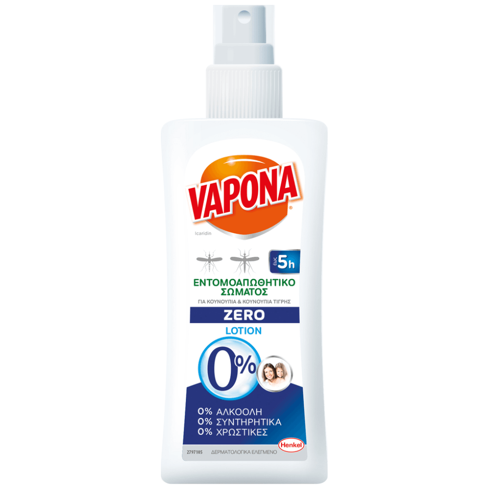 Vapona Vapona Zero Face & Body Repellent Lotion Εντομοαπωθητικό Γαλάκτωμα σε Spray Κατά των Κουνουπιών για Πρόσωπο & Σώμα 100ml