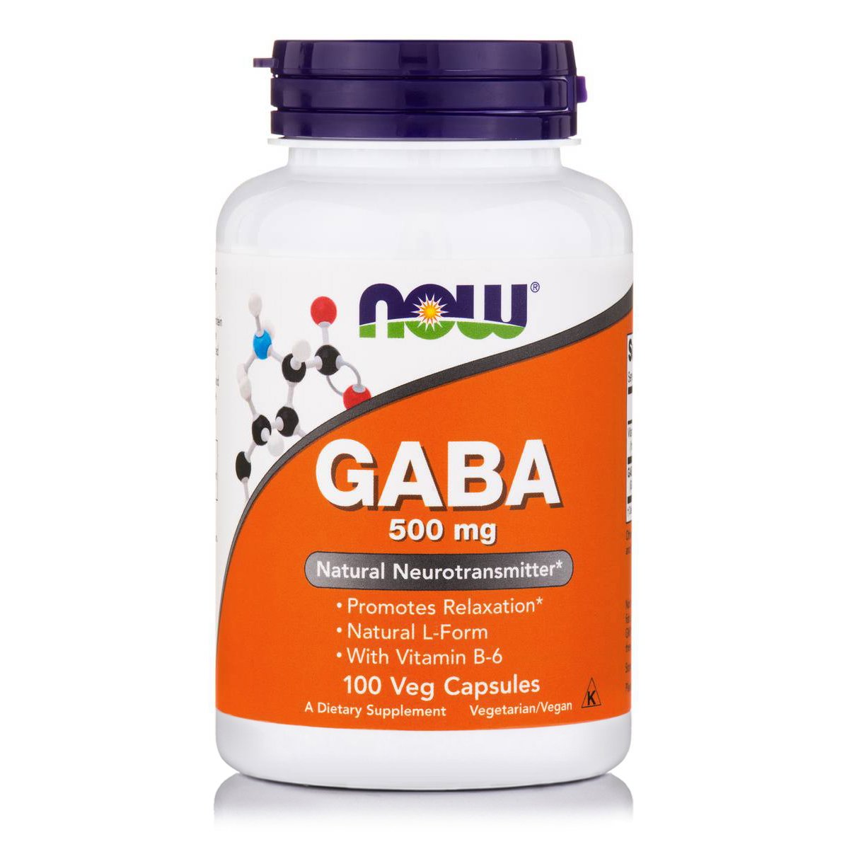 Now Now Foods GABA 500mg With Vitamin B6 Συμπλήρωμα Διατροφής που Καταπολεμά με Φυσικό Τρόπο το Άγχος & το Στρες 100 Vegcaps