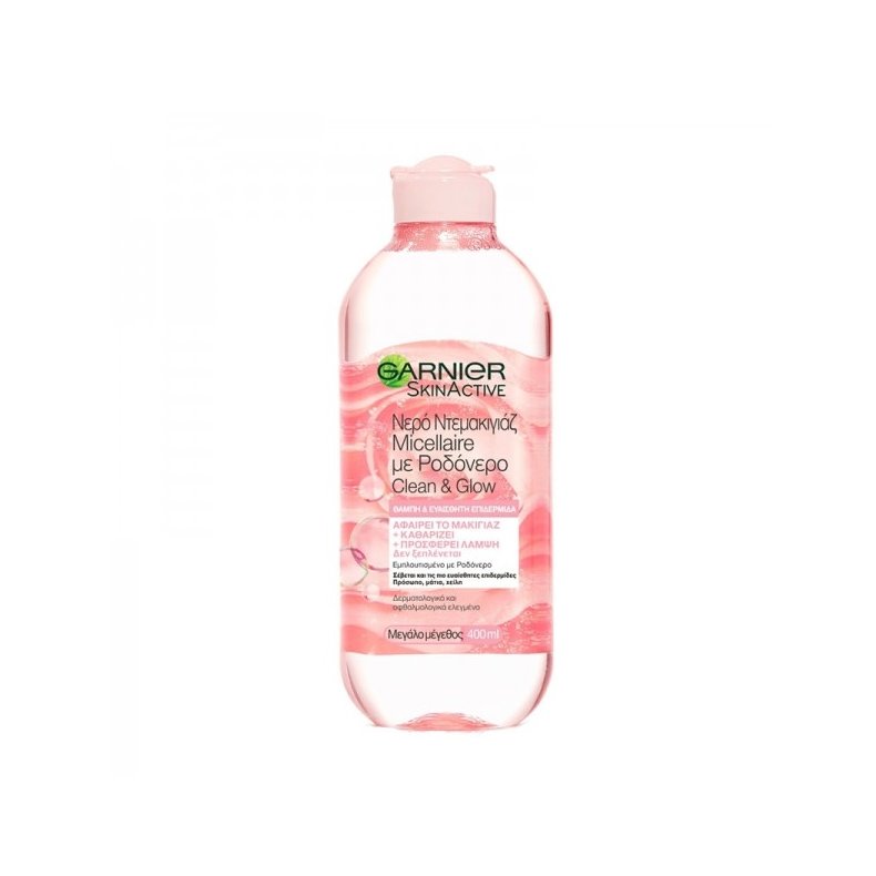 Garnier Garnier Skin Active Micellaire Rose Water Clean & Glow Νερό Καθαρισμού & Ντεμακιγιάζ για Θαμπή & Ευαίσθητη Επιδερμίδα 400ml