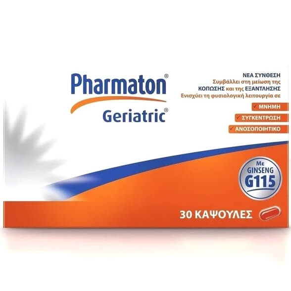 Pharmaton Geriatric Συμπλήρωμα Διατροφής με Συνδυασμό Βιταμινών Μετάλλων Ιχνοστοιχείων & Ginseng G115, 30 caps