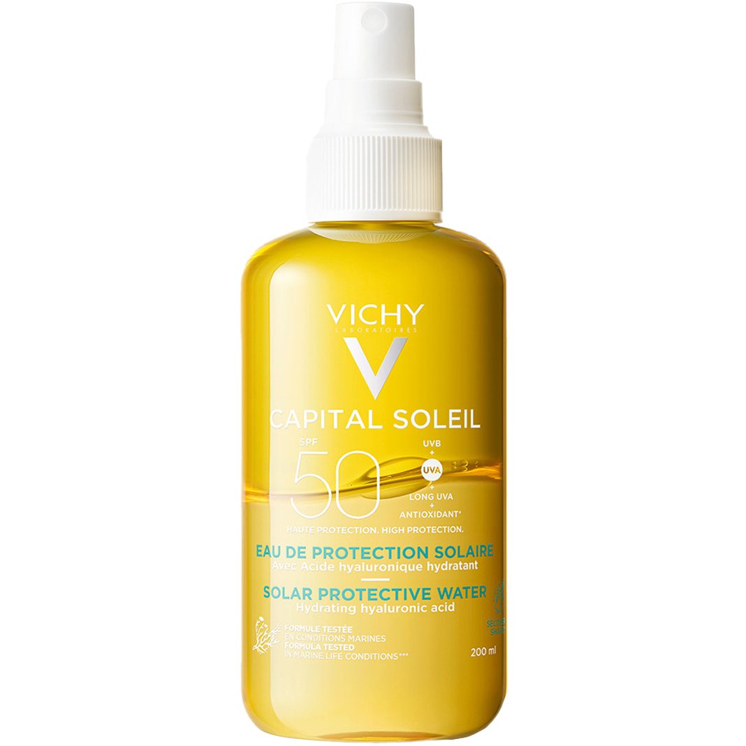 Vichy Capital Soleil Solar Protective Body Spray Water With Hyaluronic Acid Spf50 Υψηλής Αντηλιακής Προστασίας με Υαλουρονικό & Βιταμίνη E 200ml