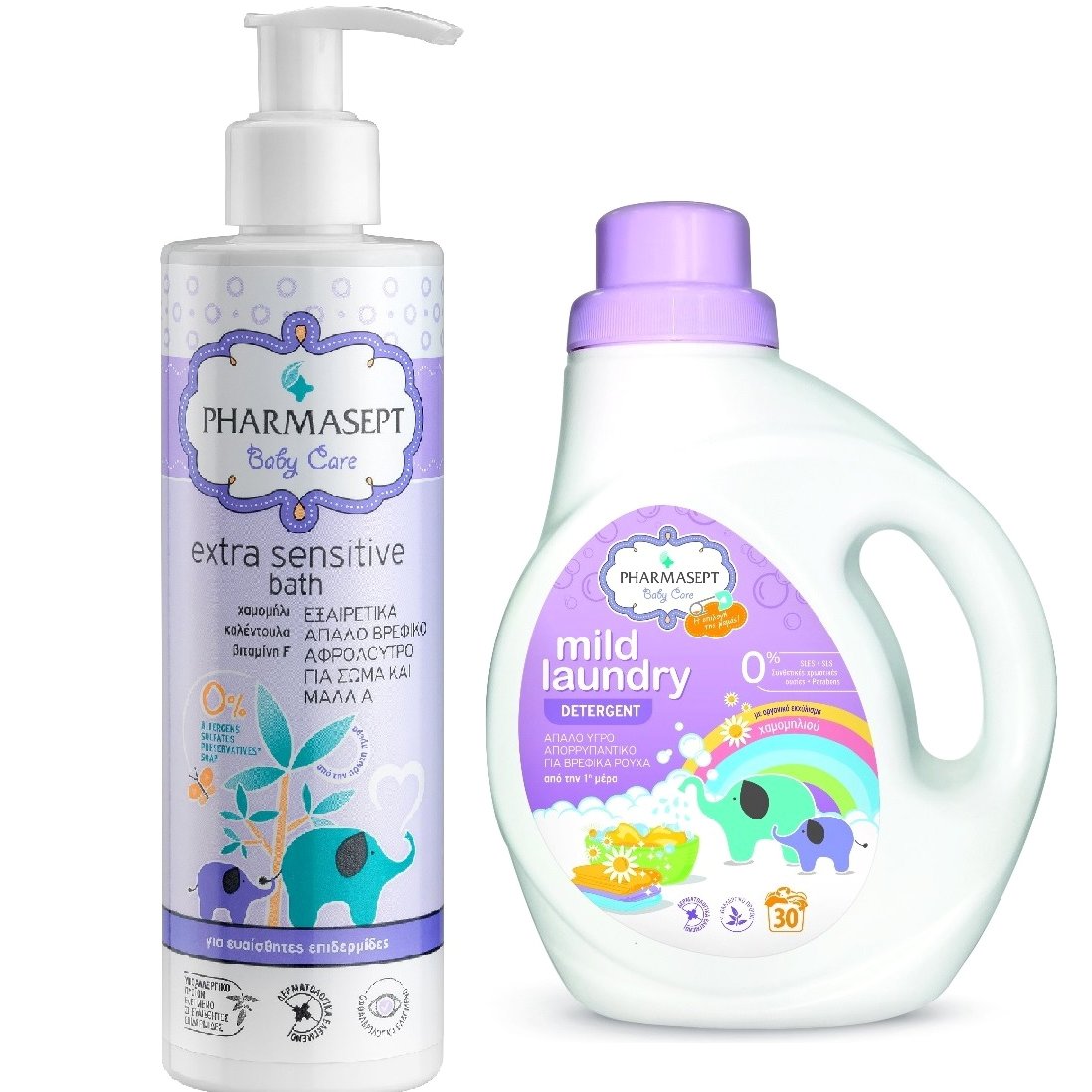 Pharmasept Baby Mild Laundry Detergent 1Lt + Baby Extra Sensitive Bath 250ml