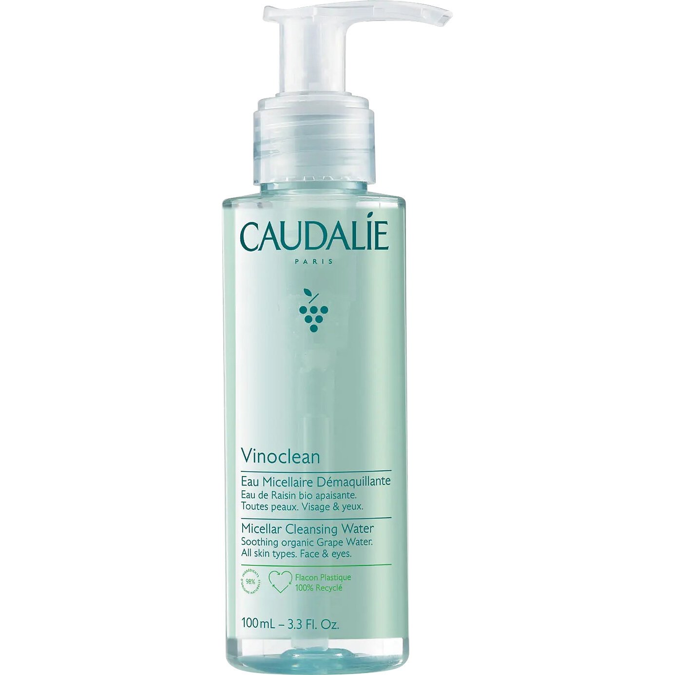 Caudalie Vinoclean Micellar Cleansing Water Νερό Ντεμακιγιάζ που Αφαιρεί το Μακιγιάζ, Καθαρίζει και Καταπραΰνει 100ml