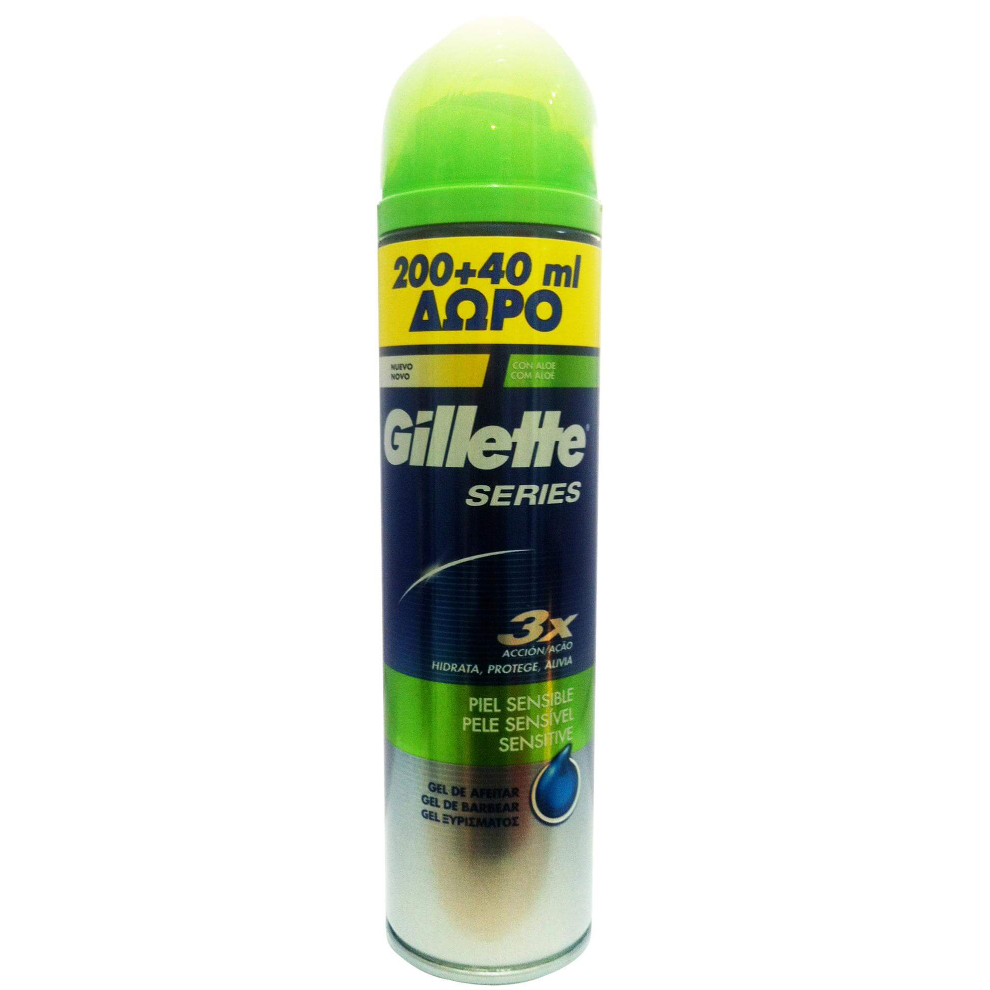 Gillette Series Gel Ξυρίσματος Sensitive Skin Βοηθά στην Προστασία της Επιδερμίδας Κατά των Ερεθισμών Προσφορά 200ml +40ml Δώρο