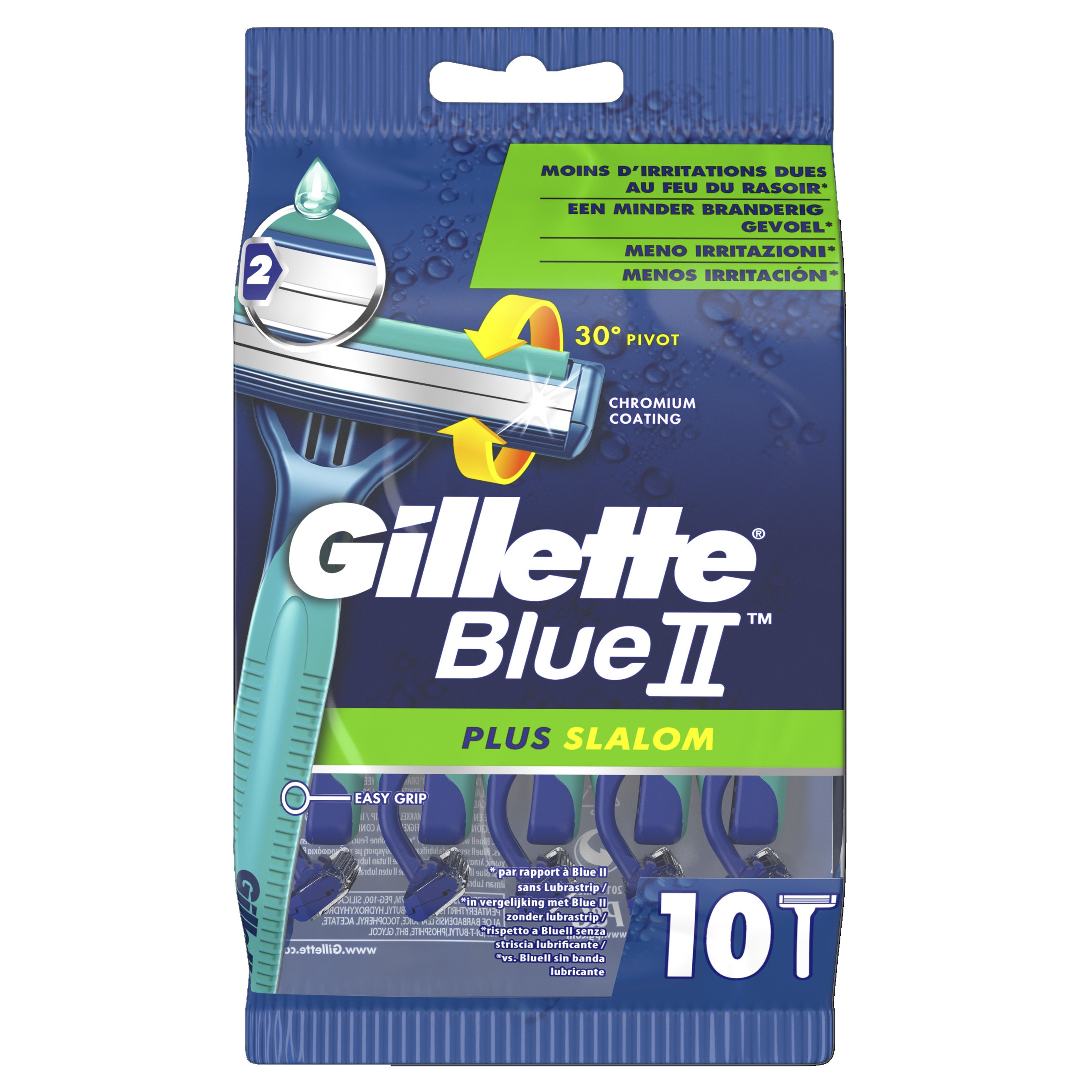 Gillette Blue II Plus Slalom Ξυραφάκια με 2 Λεπίδες & Ταινία από Aloe για Προστασία του Δέρματος από τους Ερεθισμούς 10 Τεμάχια
