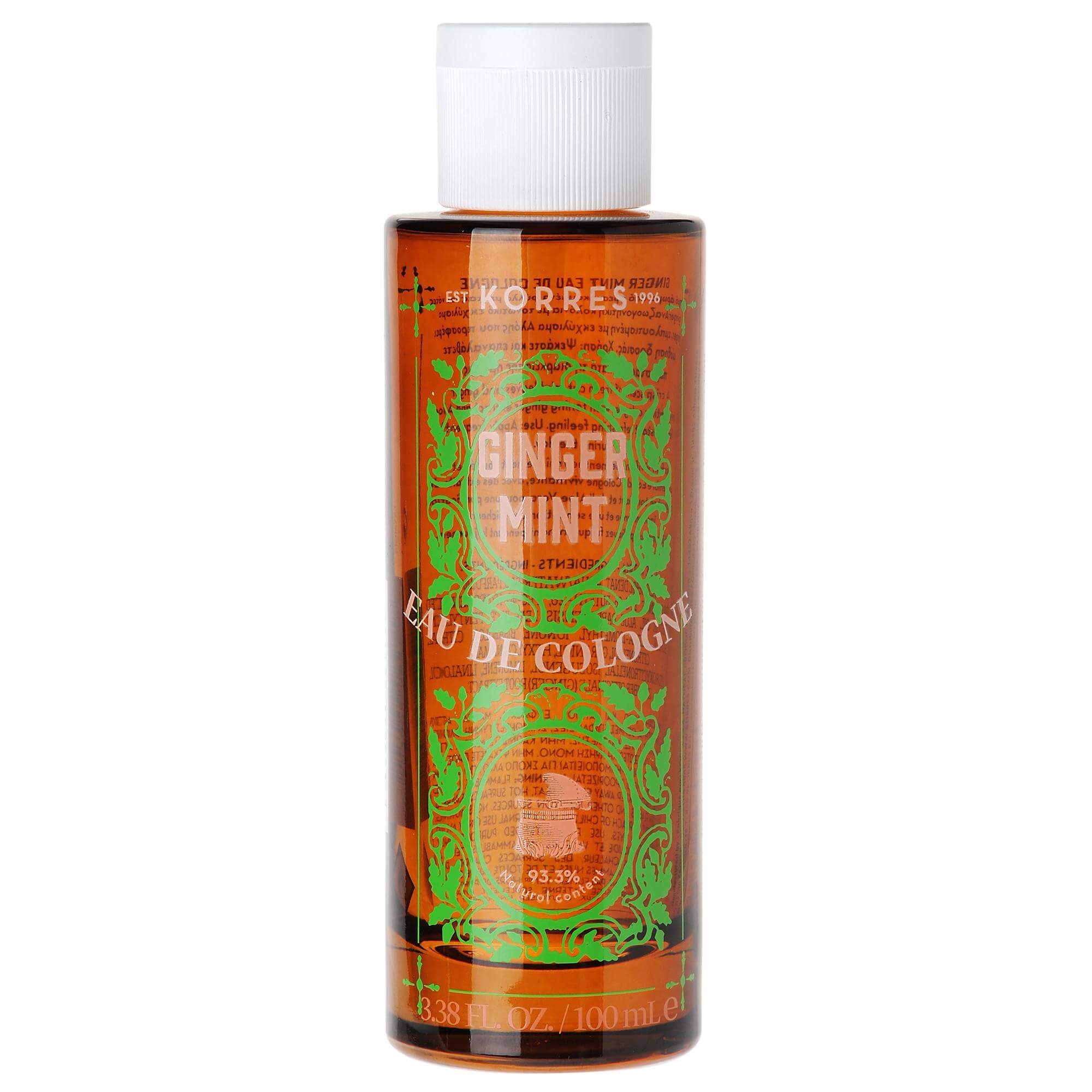Korres Eau De Cologne Ginger Mint Αναζοωγονητική Κολώνια με Ζωηρό Άρωμα Από Φρεσκοκομμένα Φύλλα Μέντας & Νότες Ginger 100ml