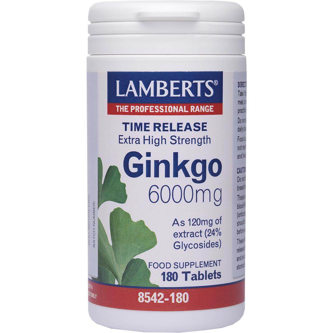 Lamberts Ginkgo Biloba Extract Συμπλήρωμα Διατροφής για τη Διατήρηση της Περιφερικής Κυκλοφορίας του Αίματος στα Άκρα 6000mg – 30 tabs