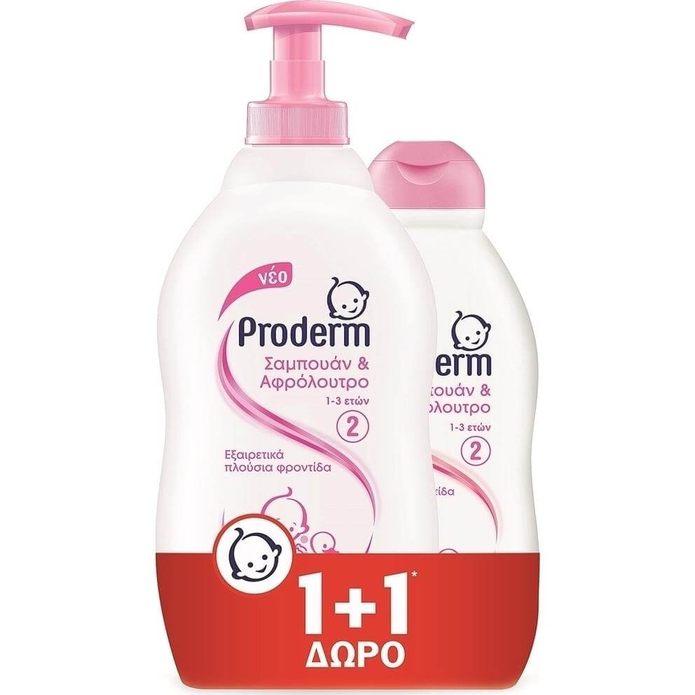 Proderm Πακέτο Προσφοράς Σαμπουάν & Αφρόλουτρο 1-3 Ετών 400ml & Δώρο Επιπλέον Ποσότητα 200ml