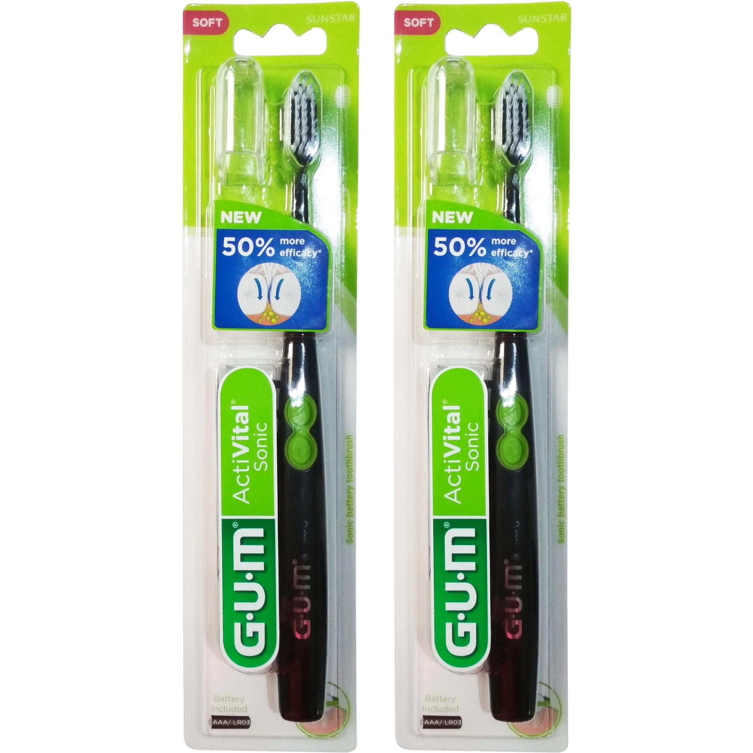 Gum Πακέτο Προσφοράς Activital Sonic Soft 4100 Black Οδοντόβουρτσα Παλμικής Κίνησης για Απαλό & Βαθύ Καθαρισμό 1+1 Δώρο