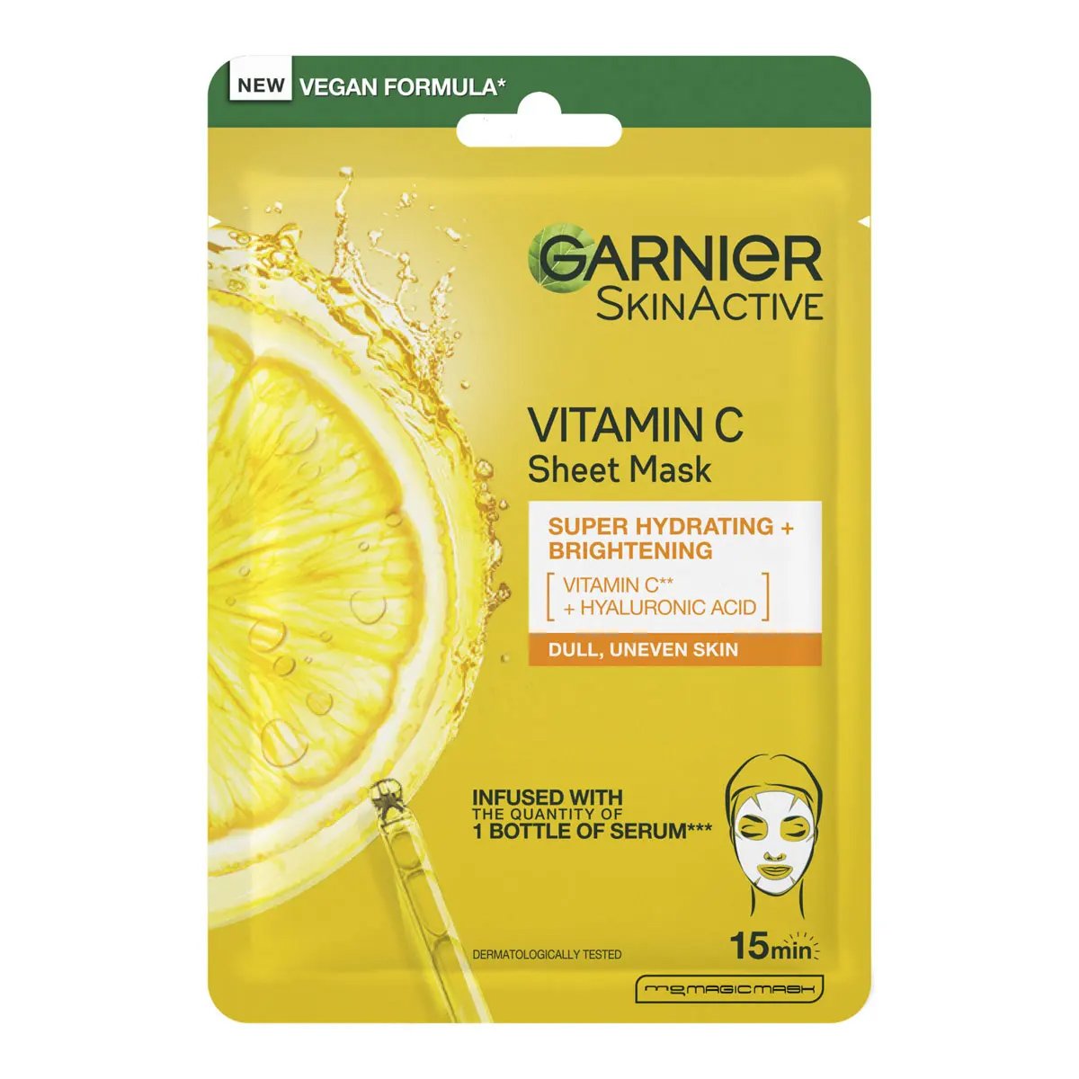 Garnier Skinactive Vitamin C Super Hydrating & Brightening Sheet Mask Υφασμάτινη Μάσκα με Βιταμίνη C για Εντατική Ενυδάτωση & Λάμψη 28gr