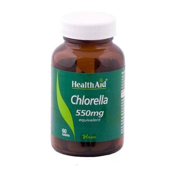 Health Aid Chlorella 550mg Πλούσιο Σε Αμινοξέα Βιταμίνες Και Μέταλλα Κυρίως Ασβέστιο Φώσφορο Και Σίδηρο 60tabs