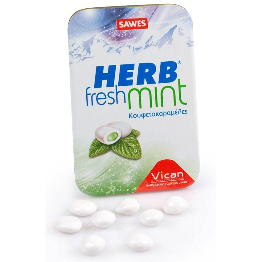 Vican Herb Fresh Mints Καραμέλες Ενάντια Στην Κακοσμία Του Στόματος Με Δυόσμο & Φυσικό Άρωμα Μέντας 6005 20gr