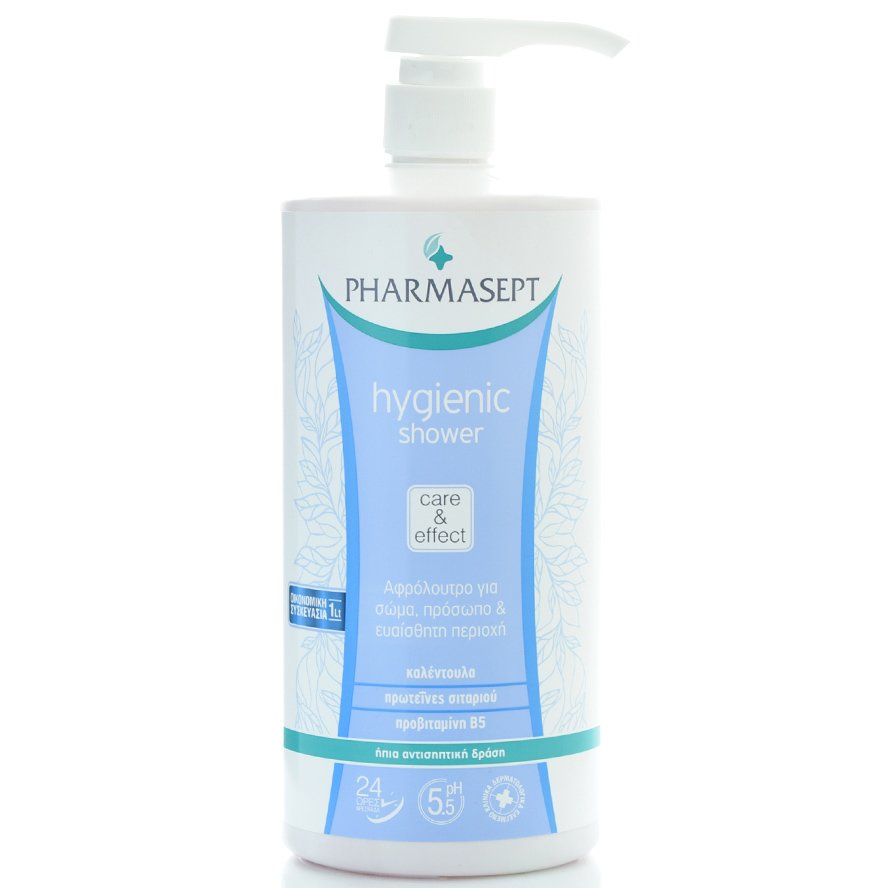 Hygienic Shower 1lt – Pharmasept,Αφρόλουτρο με Ήπια Αντισηπτική Δράση για Σώμα, Πρόσωπο & Ευαίσθητη Περιοχή
