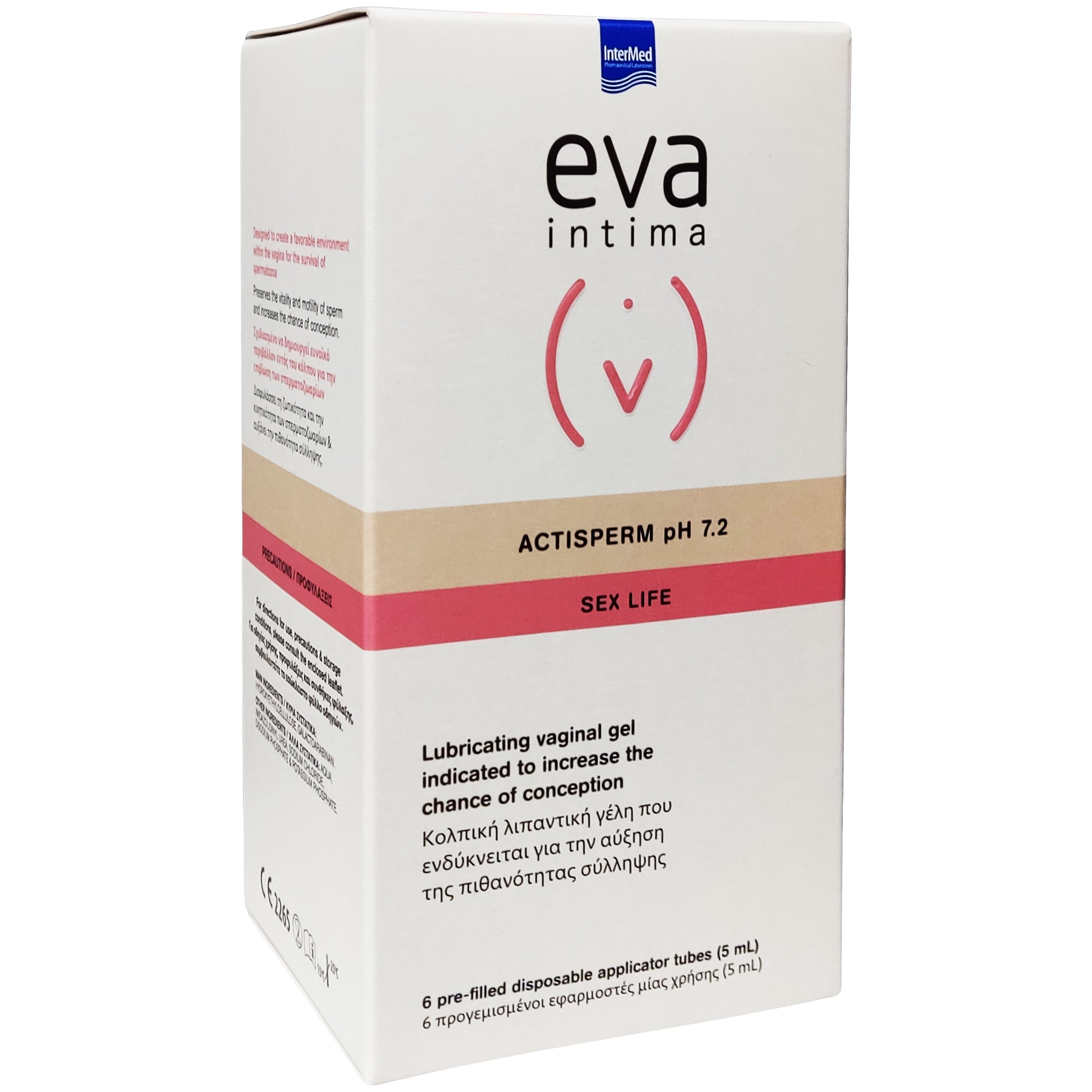 Eva Eva Intima Actisperm pH 7.2 Sex Life Κολπική Λιπαντική Γέλη για Αύξηση της Πιθανότητας Σύλληψης 6x5ml