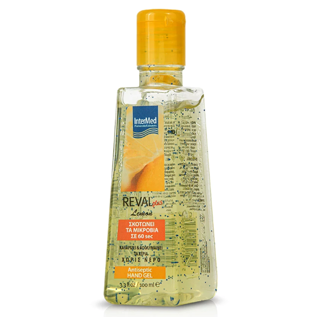 Intermed Reval Plus Lemon Antiseptic Hand Gel Αντιβακτηριδιακό Αντισηπτικό Τζελ Χεριών με Άρωμα Λεμόνι 100ml