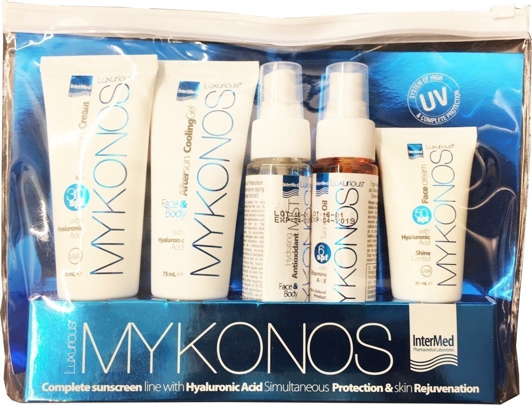 Intermed Luxurious Mykonos Travel Kit Σετ Ταξιδίου Αντηλιακής Προστασίας Νεσεσέρ με 5 Προϊόντα