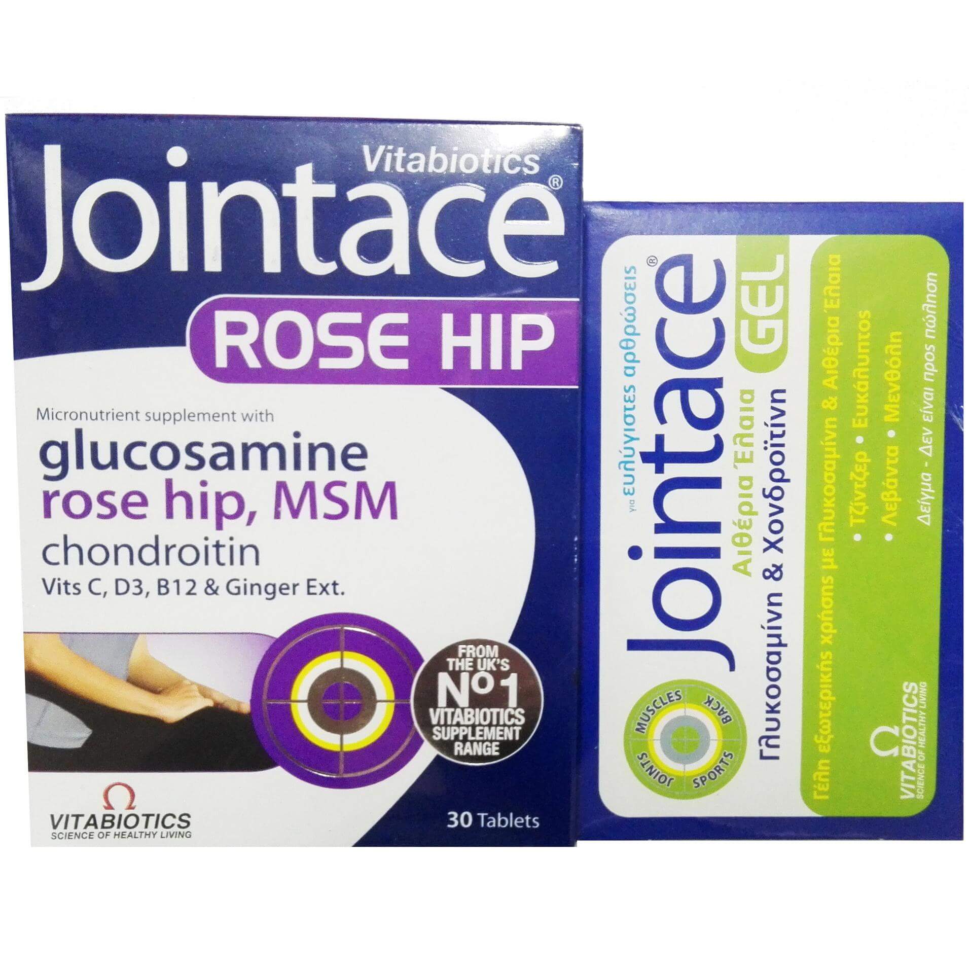 Vitabiotics Jointace Rose Hip, MSM, 30 ταμπλέτες & Δώρο Δείγμα Jointace Gel