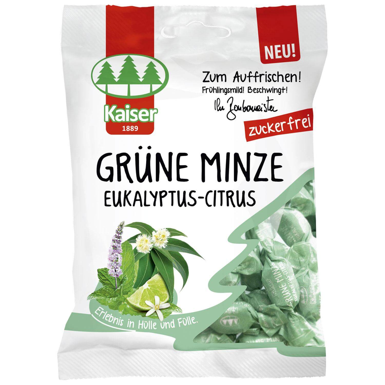Kaiser Grune Minze Eukalyptus Citrus με Ευκάλυπτο, Δυόσμος και Lime Χωρίς Ζάχαρη 60gr