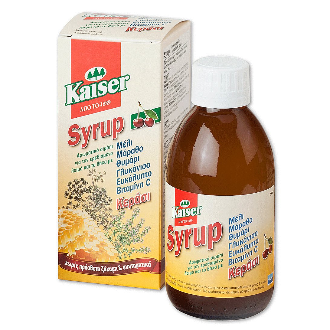 Kaiser Syrup Cherry Αρωματικό Σιρόπι με Γεύση Κεράσι για τον Ερεθισμένο Λαιμό & το Βήχα 200ml