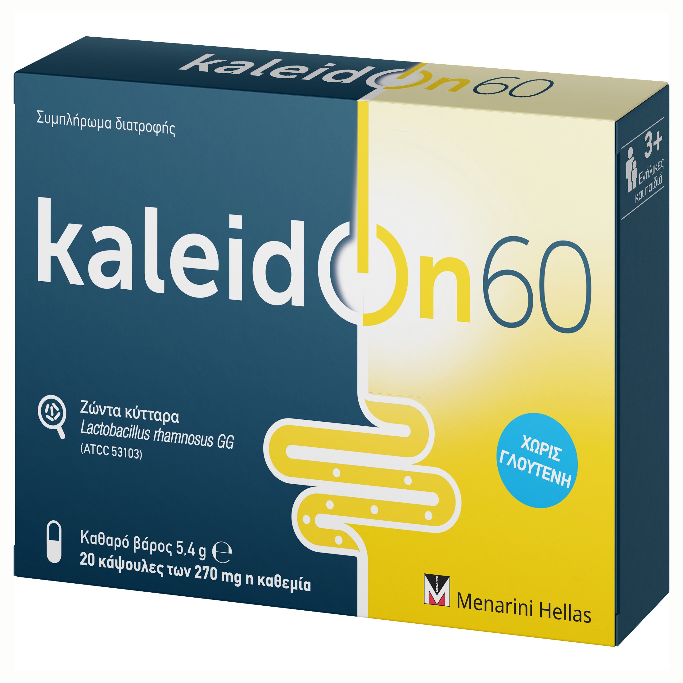 Menarini Kaleidon 60 270mg Προβιοτικό Συμπλήρωμα Διατροφής το Οποίο Συμβάλλει στην Ισορροπία της Χλωρίδας του Εντέρου 20caps