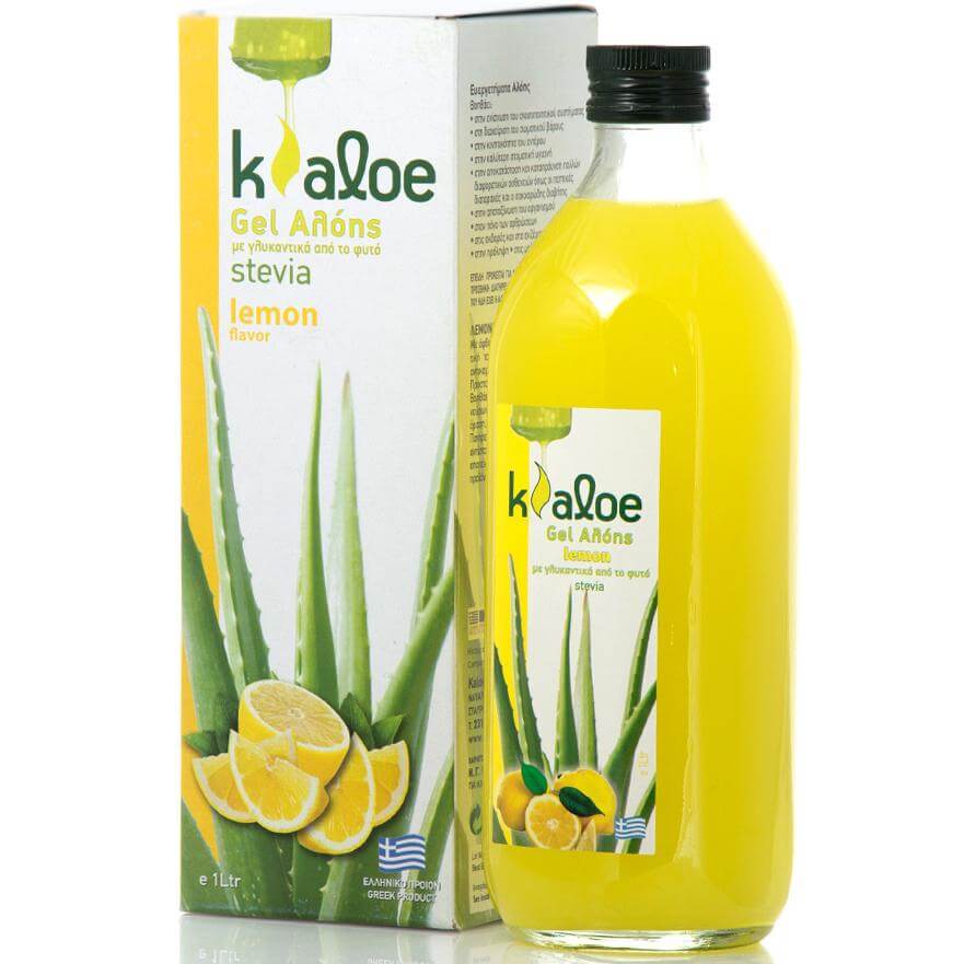 Kaloe Gel Αλόης Φυσικός Χυμός Βιολογικής Αλόης με Γεύση Λεμόνι & Γλυκαντικά Από το Φυτό Stevia 1Lt