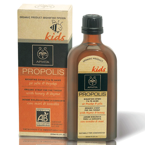 Apivita Propolis Παιδικό Βιολογικό Σιρόπι Για Το Λαιμό Με Μέλι & Θυμάρι 150ml