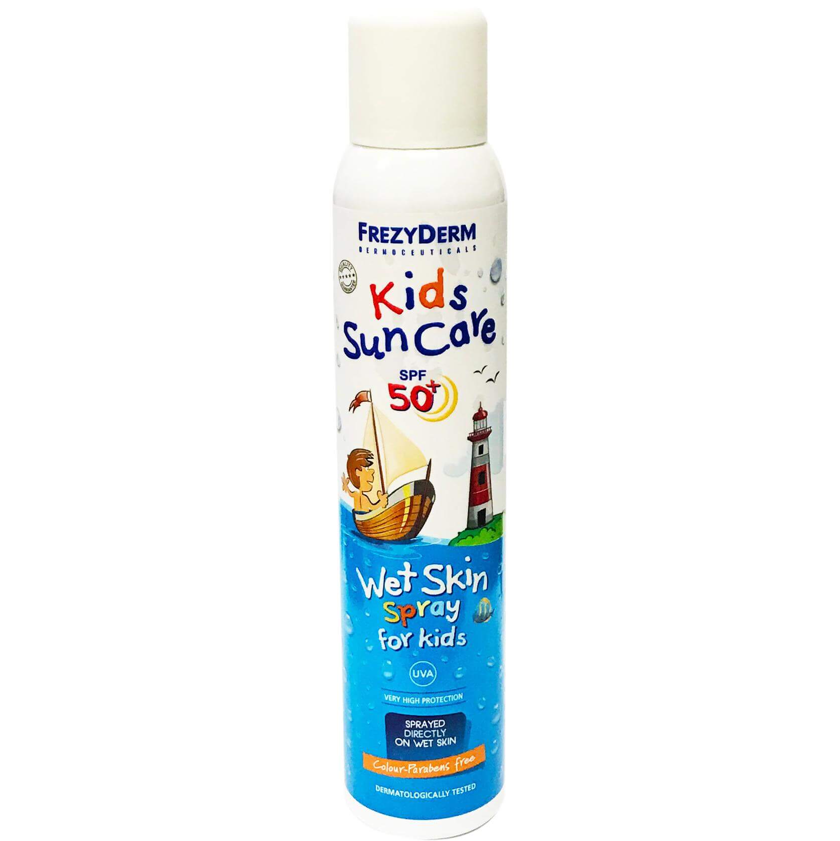 Frezyderm Kids Sun Care Spray Water Skin Spf50+ Παιδικό Αντηλιακό Πολύ Υψηλής Προστασίας, Απευθείας Ψεκασμός σε Υγρό Σώμα 200ml