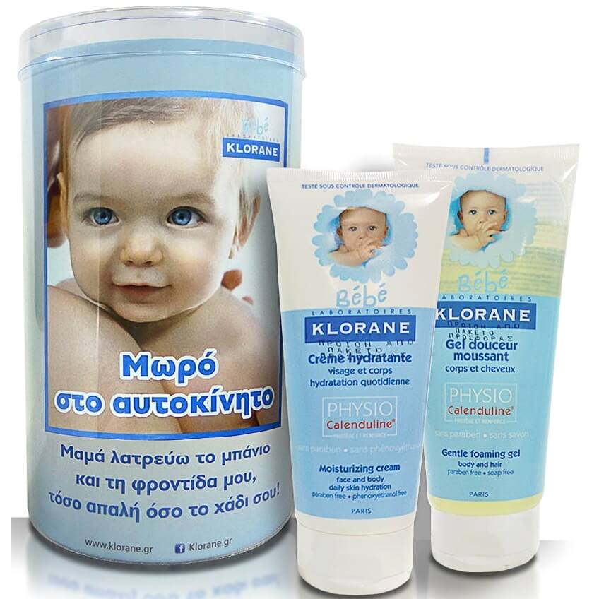 Klorane Bebe Gentle Foaming Gel Καθαρισμού 200ml & Creme Hydratante Vitaminee 200ml & ΔΩΡΟ Αυτοκόλλητο «Μωρό στο Αυτοκίνητο»