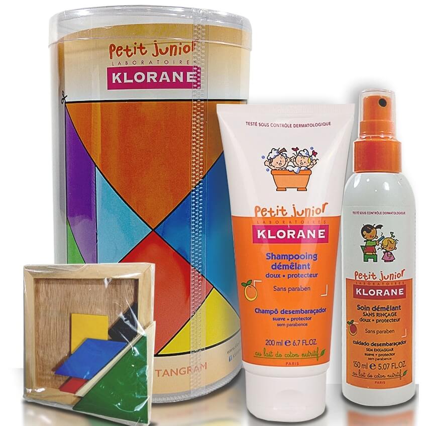Klorane Petit Junior Demelant Παιδικό Σαμπουάν Ροδάκινο 200ml & Παιδικό Σπρέι για Ξέμπλεγμα Μαλλιών 150ml & Παιχνίδι Tangram