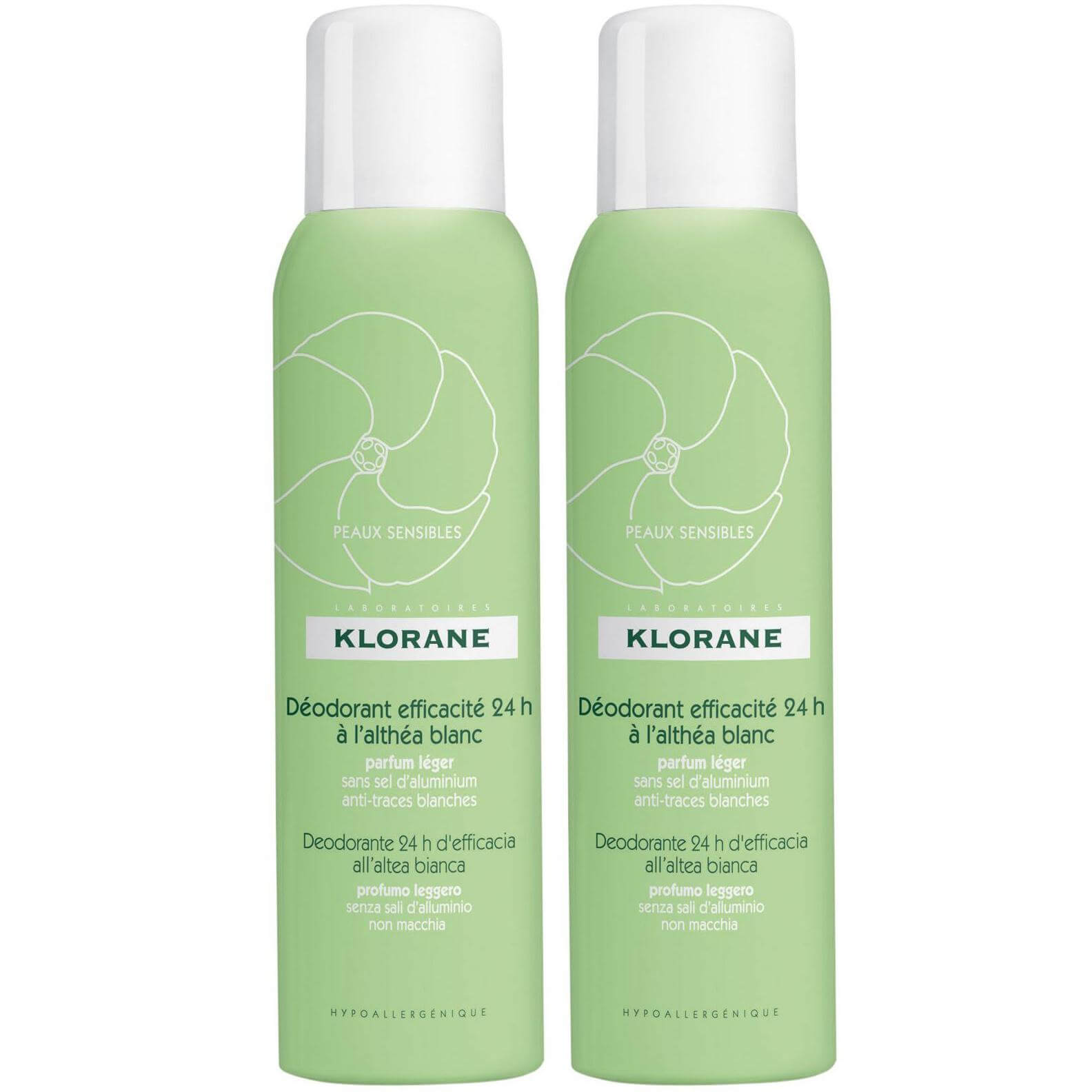 Klorane Deodorant Spray Αποσμητικό Spray Με Λευκή Αλθέα για 24ωρη Προστασία Προσφορά 2x125ml