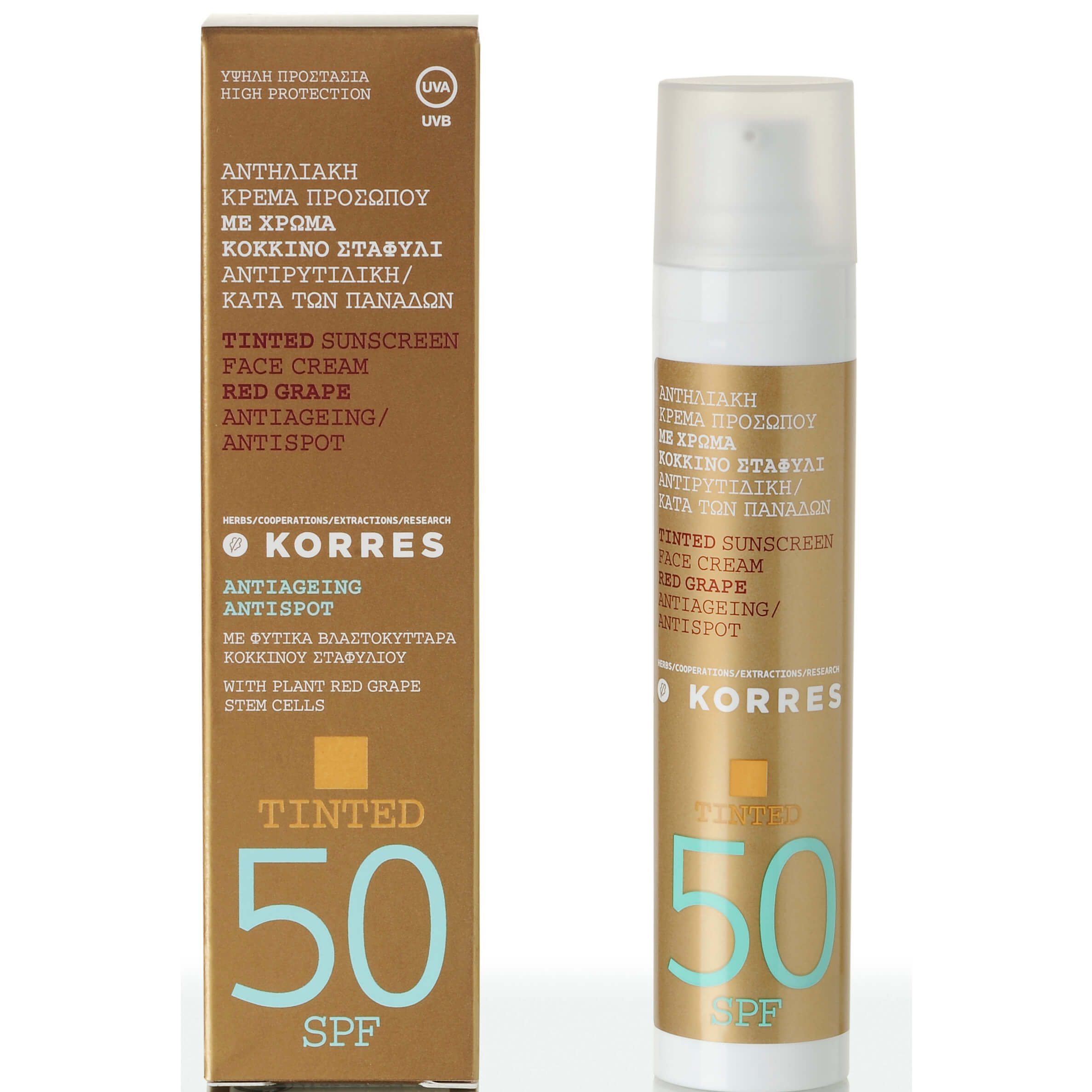 Korres Antispot Αντηλιακή Κρέμα Προσώπου με Χρώμα Spf50 Αντιρυτιδική/ Κατά των Πανάδων Κόκκινο Σταφύλι 50ml