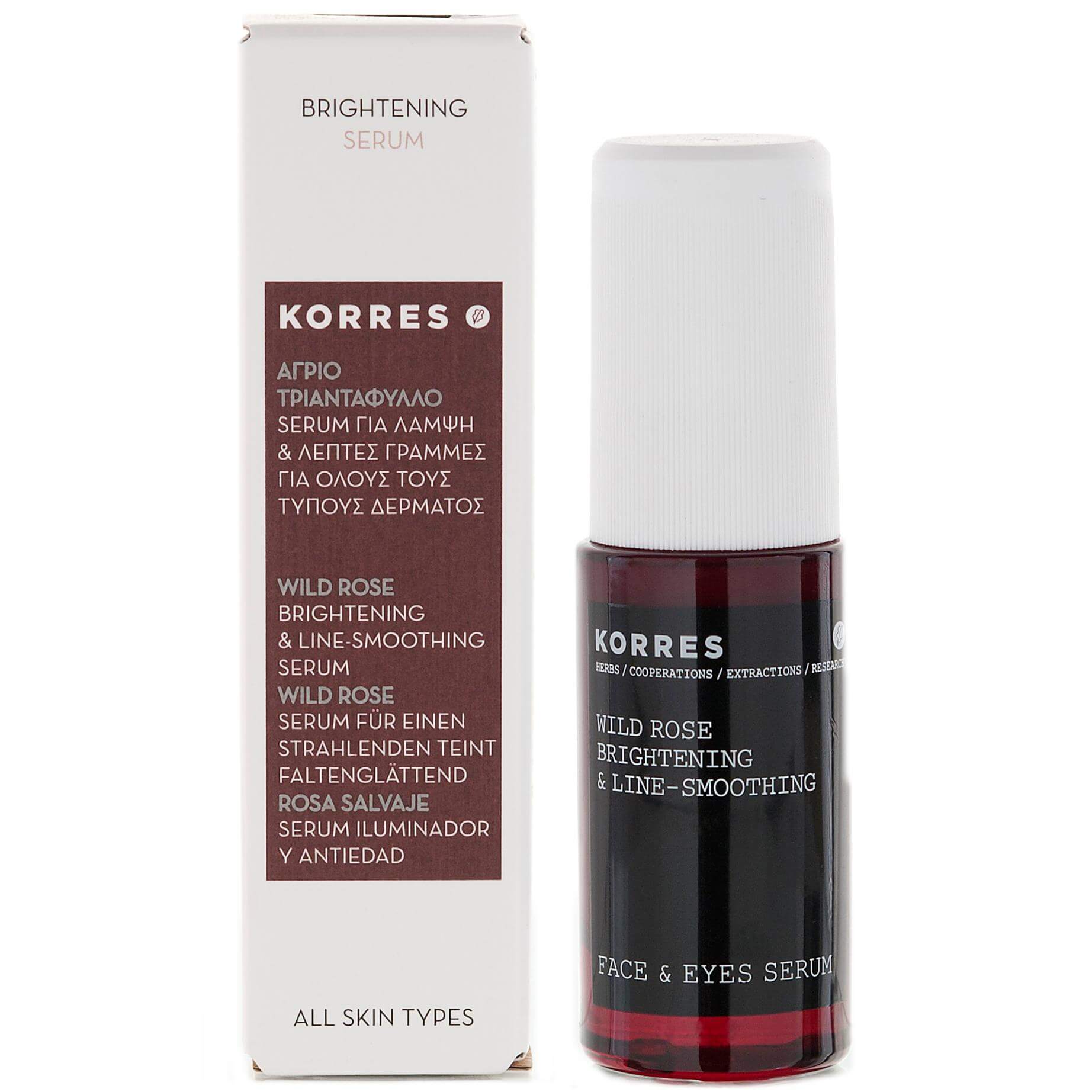 Korres Άγριο Τριαντάφυλλο Serum για το Πρόσωπο & τα Μάτια για Λάμψη & Λείανση των Γραμμών Έκφρασης 30ml