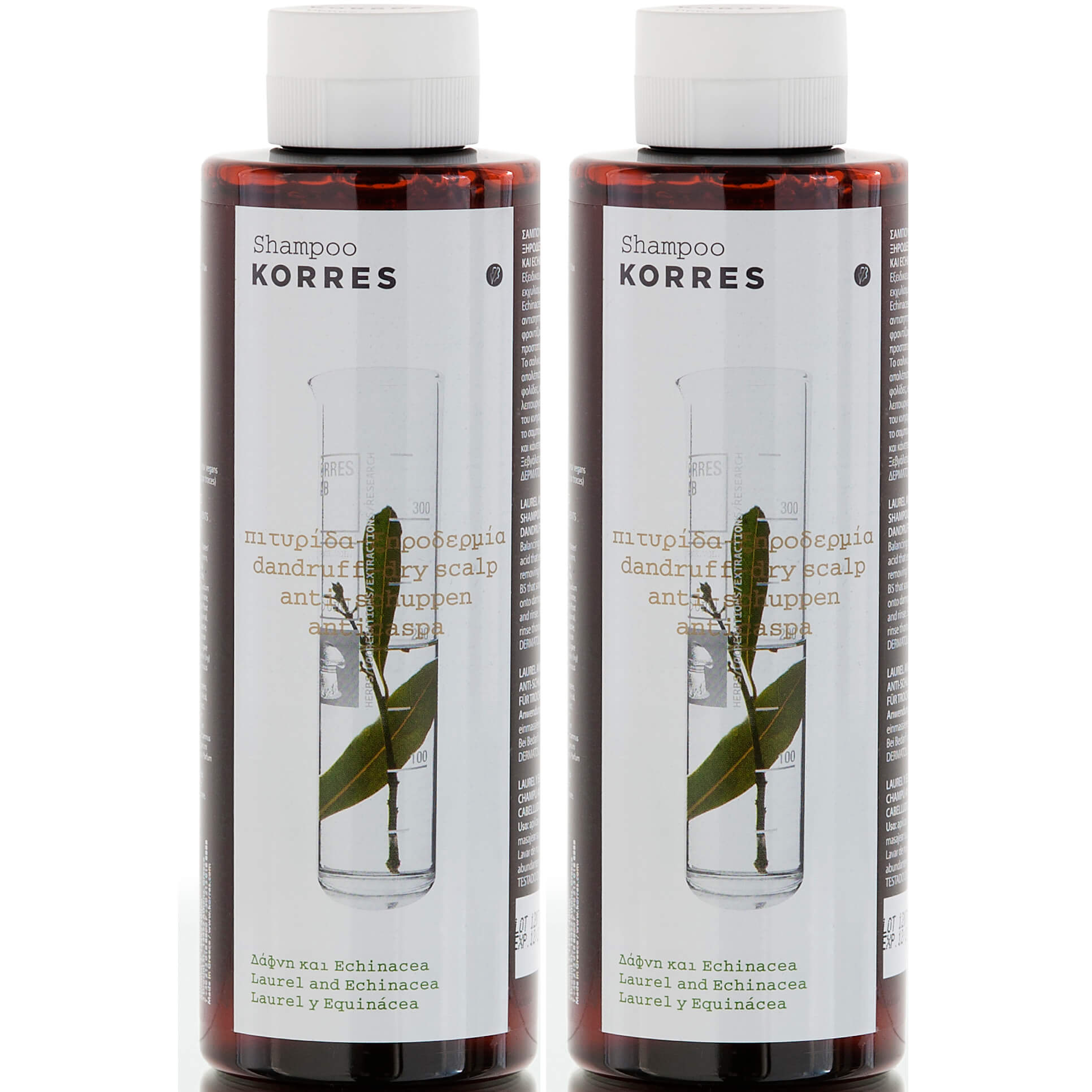 Korres Σαμπουάν με Δάφνη Και Echinacea Κατά της Πιτυρίδας & της Ξηροδερμίας 1+1 Δώρο 2x250ml