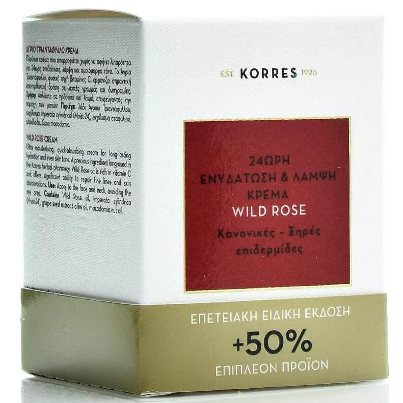 Korres Special Edition Άγριο Τριαντάφυλλο Κρέμα 24ώρη Ενυδάτωση & Λάμψη για Κανονικές Ξηρές Επιδερμίδες 50% Επιπλέον Προϊόν 60ml