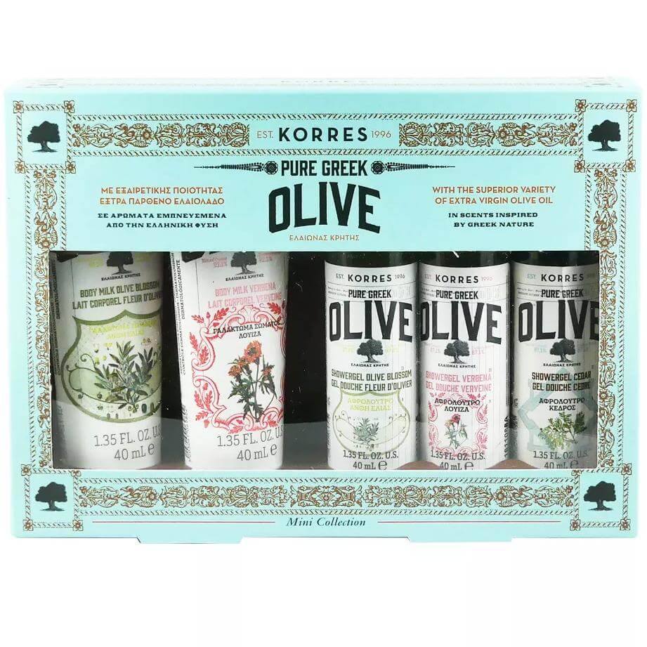 Korres Set Olive Blosom Body Milk, Verbena Body Milk, Olive Blosom ShowerGel, Verbena ShowerGel, Cedar ShowerGel, 5x40ml