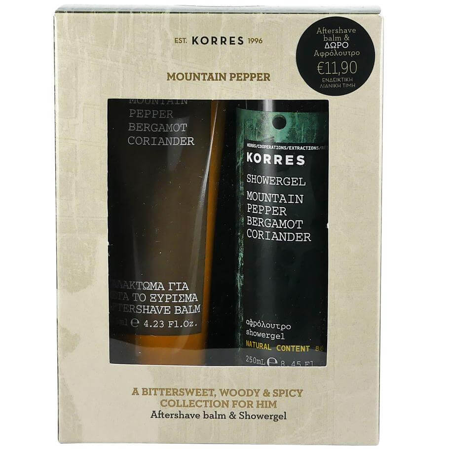 Korres Πακέτο Προσφοράς Mountain Pepper Bergamot Coriander Aftershave Balm 125ml & Δώρο Mountain Pepper Showergel 250ml