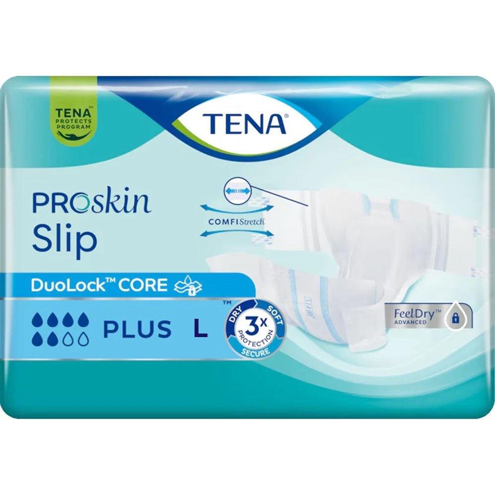 Tena ProSkin Slip Plus Εσώρουχα μιας Χρήσης με Ελαστικά Πλαϊνά για Μέτρια προς Βαριά Μορφή Ακράτειας 30 Τεμάχια - Large 92 / 150cm
