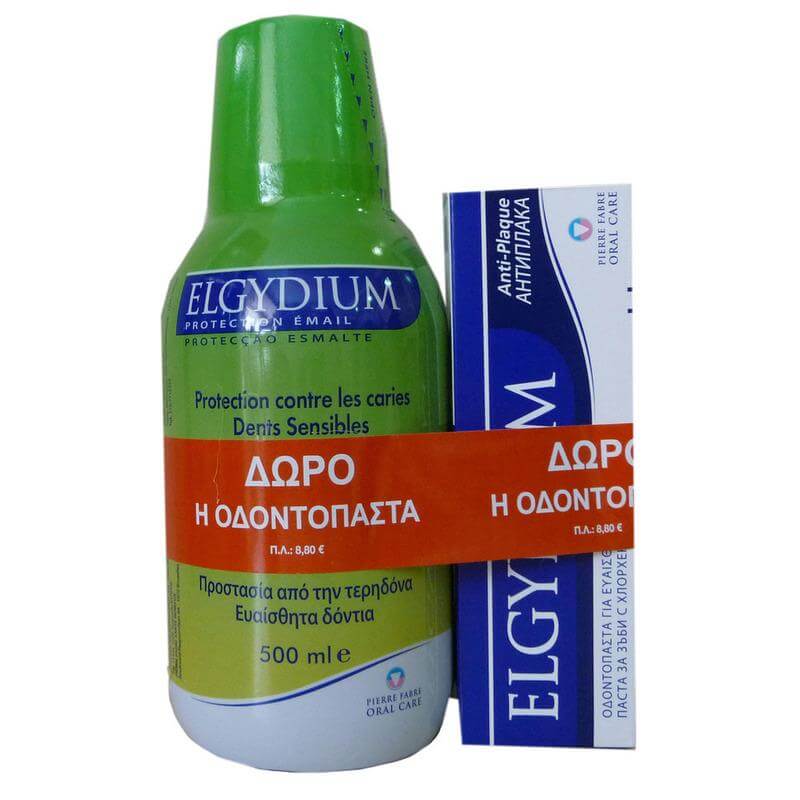 Elgydium Fluor Στοματικό Διάλυμα 500ml + Δώρο Οδοντόκρεμα Elgydium Anti-plaque 38ml